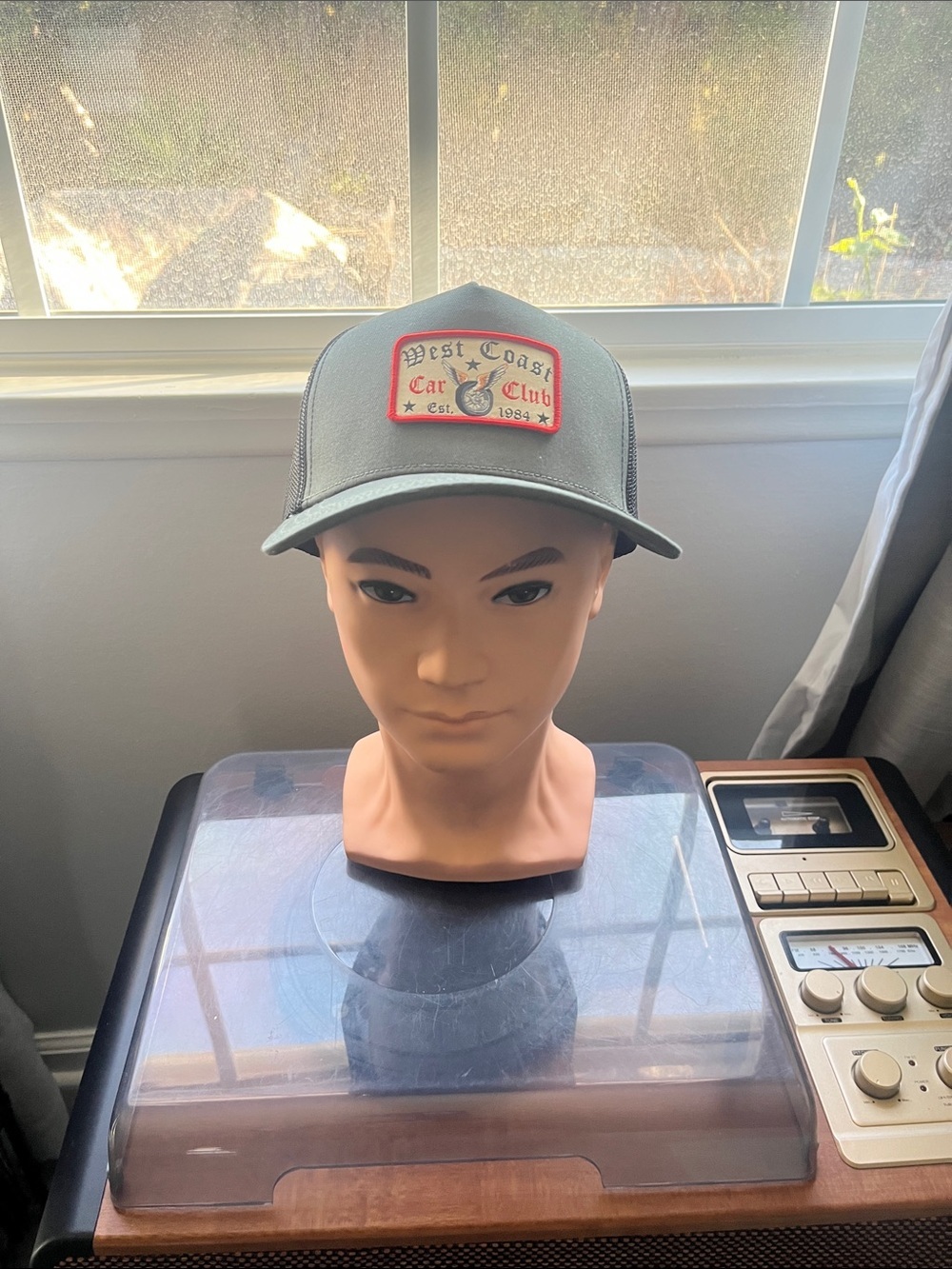 West Coast Cap Club Grey Trucker Hat with Red Patch